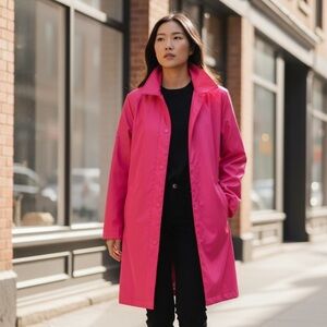 TALBOTS TRENCH COAT CLASSIC CHERRY RED RAIN COAT MODERN OUTERWEAR SIZE SMALL